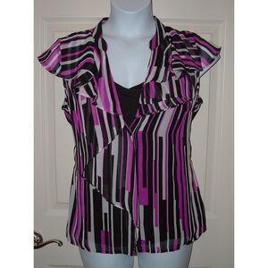 Colorful Sz Large Casual or Dress Belt, Cami & Button Up Ruffled Shirt 3 pc Set